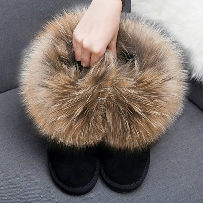 2024 Fur One Fox Hair Snow Boots Women'S Leather Low Short Tube Fashion Cowhide Snow Boots Women'S Short Boots