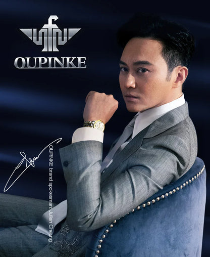 OUPINKE 3206 Automatic Mechanical Watch for Men Hollow 40mm Dial Original Hand Clock Synthetic Sapphire Mirror Leather Man Watch