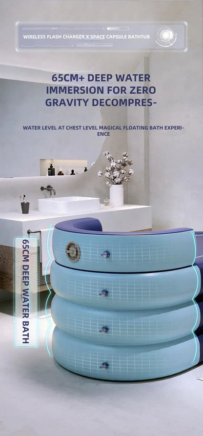 Soaking tub adult heightened PVC folding children's bath household inflatable bathtub adult bathing bucket thickened bathtub