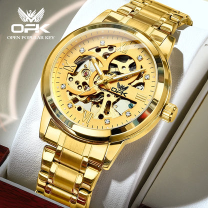OPK 8165 Mens Watch Original Fashion Brand Luxury Watch Hollowing Watches For Men Waterproof Automatic Watch Mens Gifts Freebie