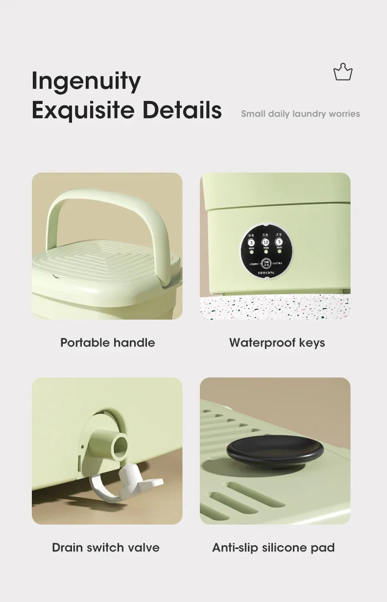 Mini Folding Washing Machine with Dryer | Portable Travel Laundry Washer for Socks & Underwear – 110V-240V (EU/US Plug)