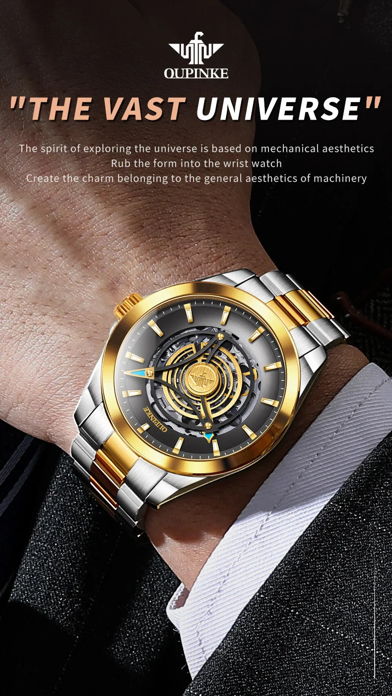 OUPINKE 3206 Mens Watches  Automatic Mechanical Wristwatch For Man Stainless Steel Waterproof Luminous Sapphire Luxury Original