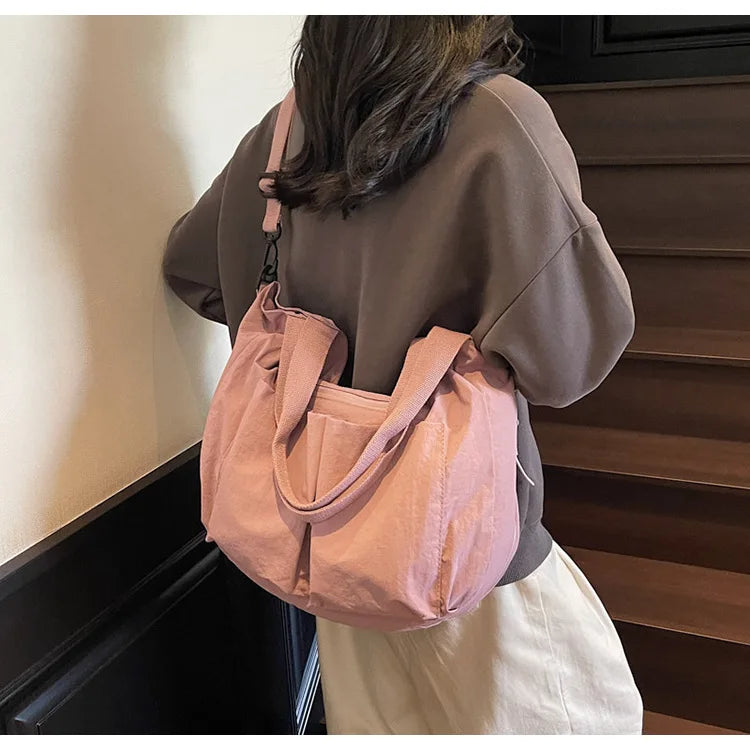Summer New Large Capacity Crossbody Bag Nylon Fashionable Single Shoulder Handbag Women's Casual Tote Bag