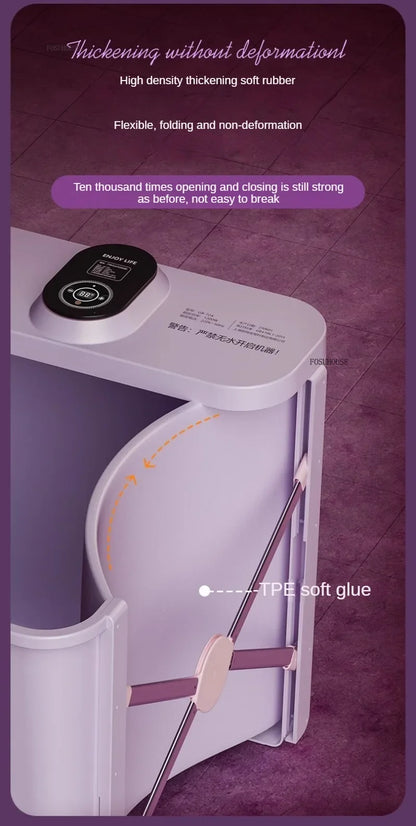 Villa Automatic Heating Folding Bath Bucket Full Body Sweat Steam Bath Barrel Constant Temperature Thickening Portable Bathtub H
