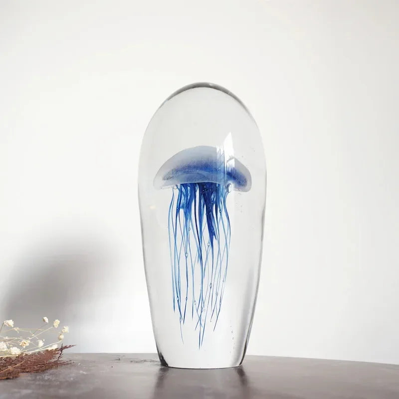 Glass Crystal Luminous Jellyfish Ornament | Nordic Mediterranean Home Decoration & Luxury Table Art Piece