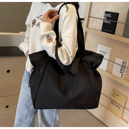 Casual Fashion Large Capacity Tote Bag Simple Travel Bag Women Large Shoulder Bag Aesthetic Handbags Drawstring Tote Handbag