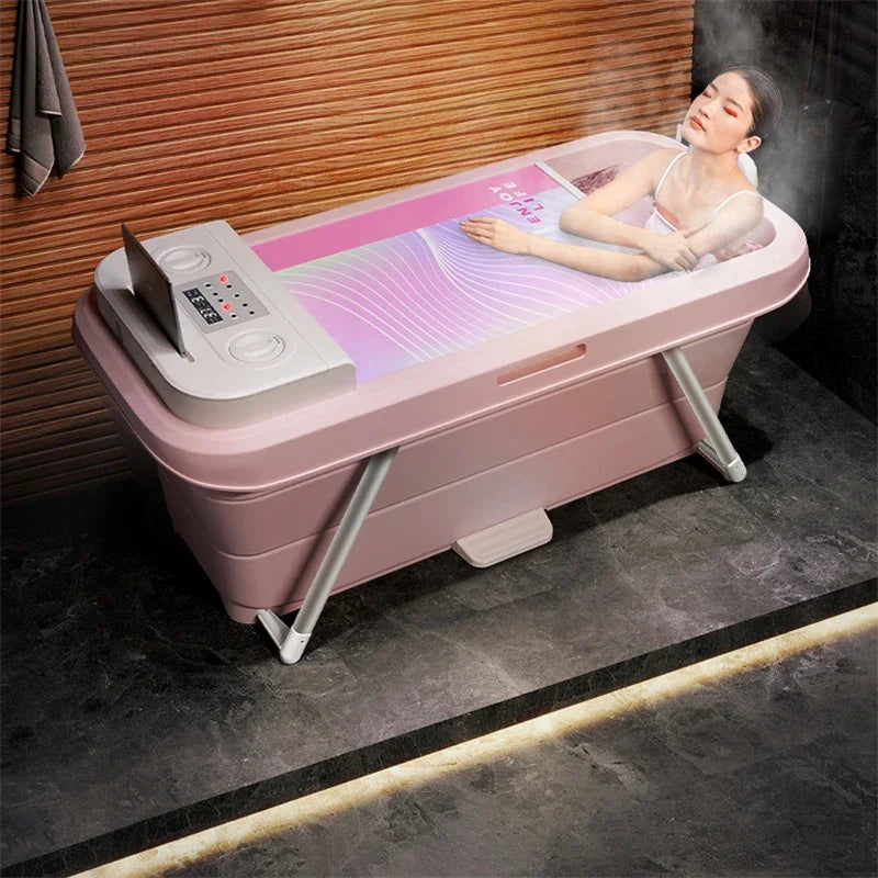 Folding Intelligent Bathtubs Adult Bath Bucket Household Full-body Sweat Steam Sauna Spa Dual-use Thickened Plastic Bath Barrel