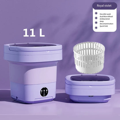 6L/11L Foldable Portable Washing Machine with Spin Dryer | Ultrasonic Mini Washer for Clothes, Underwear & Travel Use