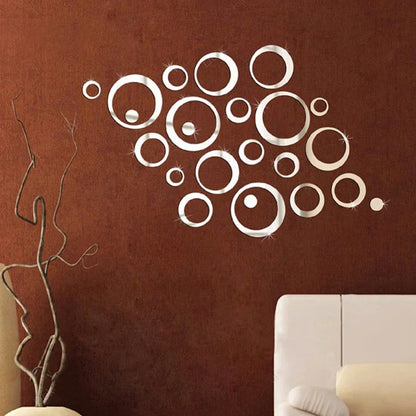 24Pcs 3D Acrylic Round Mirror Wall Stickers | Removable DIY Home Decoration for Living Room & Bedroom