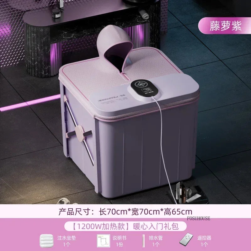 Villa Automatic Heating Folding Bath Bucket Full Body Sweat Steam Bath Barrel Constant Temperature Thickening Portable Bathtub H