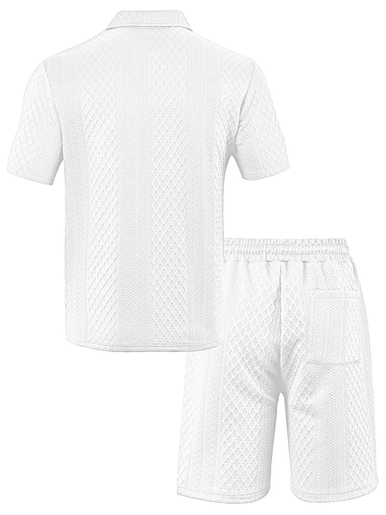 2025 Summer New Men's Casual Sportswear Polo Shirt With A Lapel, Men's Short-sleeved Shirt And Shorts, Jacquard Texture Suit