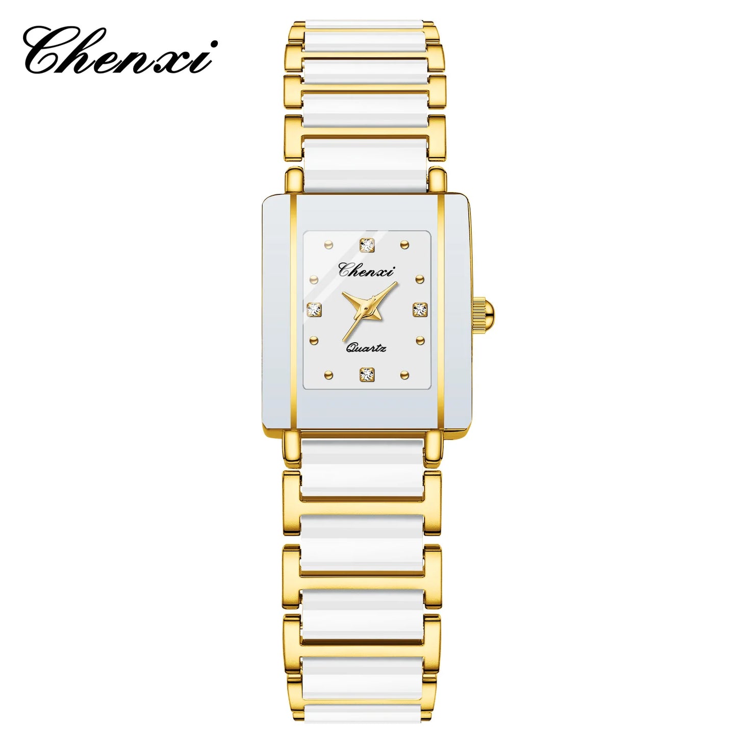 CHENXI 104A Couple's Quartz Watch Gold Black and White Ceramic Luxury Watch Men's and Women's Valentine's Day Gift Watch reloj