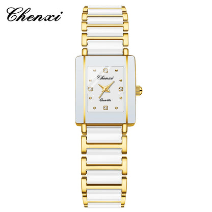 CHENXI 104A Couple's Quartz Watch Gold Black and White Ceramic Luxury Watch Men's and Women's Valentine's Day Gift Watch reloj