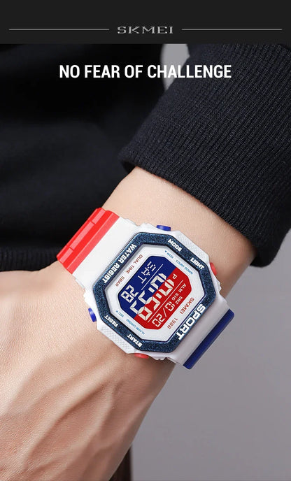 SKMEI 1988 Digital Sport Watch for Men LED Display Military Countdown Military Wristwatches Waterproof Mens Reloj Hombre 1628