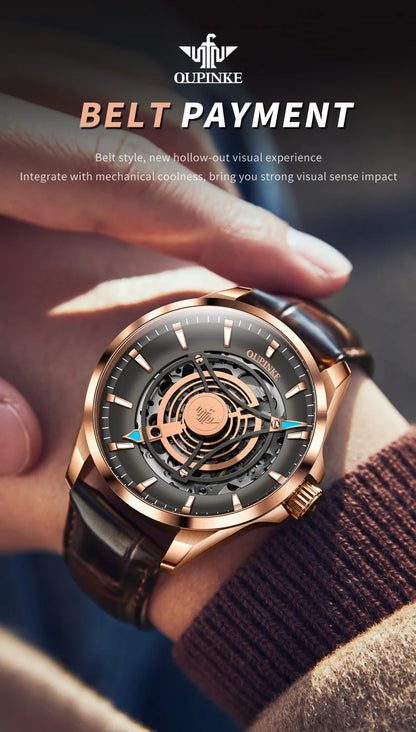 OUPINKE 3206 Mens Watches  Automatic Mechanical Wristwatch For Man Stainless Steel Waterproof Luminous Sapphire Luxury Original