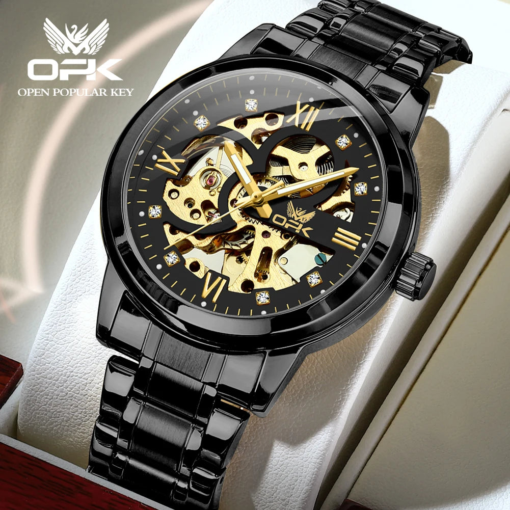 OPK 8165 Mens Watch Original Fashion Brand Luxury Watch Hollowing Watches For Men Waterproof Automatic Watch Mens Gifts Freebie