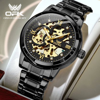 OPK 8165 Mens Watch Original Fashion Brand Luxury Watch Hollowing Watches For Men Waterproof Automatic Watch Mens Gifts Freebie