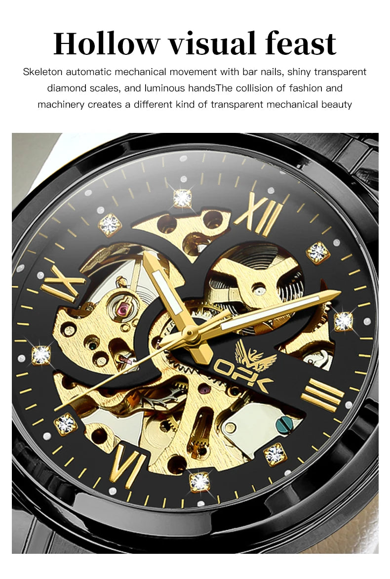 OPK 8165 Mens Watch Original Fashion Brand Luxury Watch Hollowing Watches For Men Waterproof Automatic Watch Mens Gifts Freebie