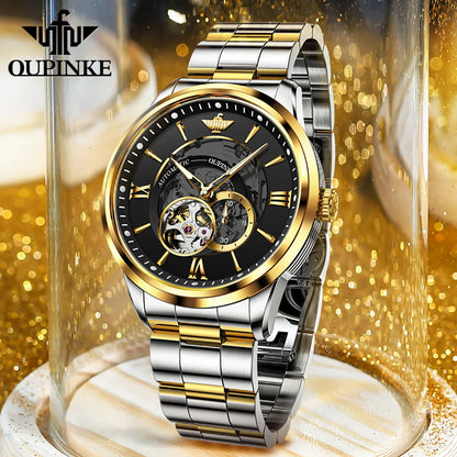OUPINKE 3190 Hollow Automatic Mechanical Watch For Men Swiss Cerfiticate Brand Men's Watches Luxury Waterproof Man Hand Clock