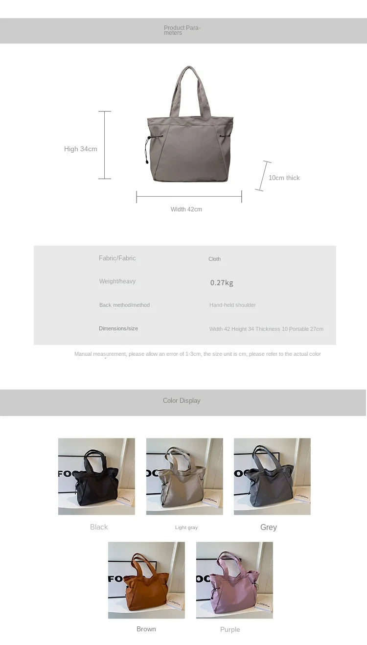 Casual Fashion Large Capacity Tote Bag Simple Travel Bag Women Large Shoulder Bag Aesthetic Handbags Drawstring Tote Handbag