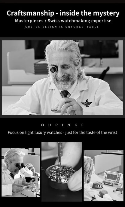 OUPINKE 3173 Men's Full Gold Watch Fully hollow out Waterproof top-level luxury automatic mechanical watch