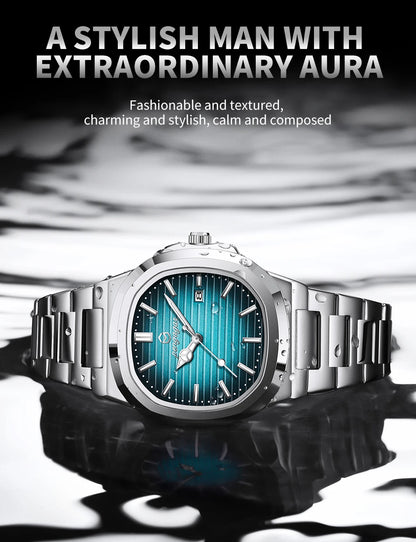 2025 New Luxury Military Man Watch Square Waterproof Luminous Date Week Men Watch Stainless Steel Quartz Men's Watches Reloj+box