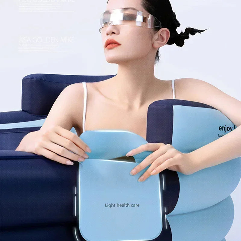 Soaking tub adult heightened PVC folding children's bath household inflatable bathtub adult bathing bucket thickened bathtub