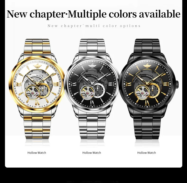 OUPINKE 3190 Hollow Automatic Mechanical Watch For Men Swiss Cerfiticate Brand Men's Watches Luxury Waterproof Man Hand Clock