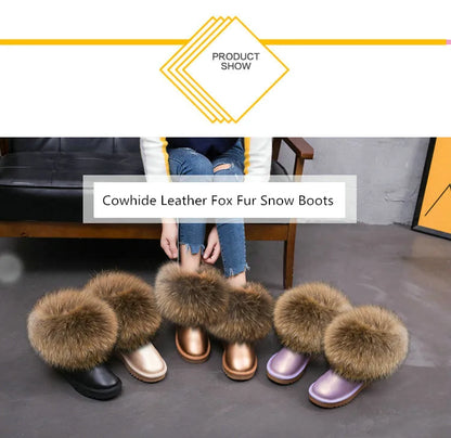 2024 Fur One Fox Hair Snow Boots Women'S Leather Low Short Tube Fashion Cowhide Snow Boots Women'S Short Boots