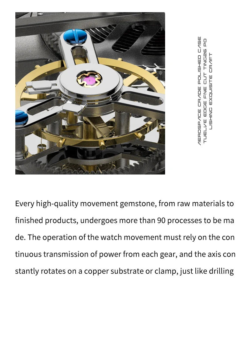 IDEAL KNIGHT 6808 Man Watch Blue Earth Dial Hollow Mechanical Watches For Men Waterproof Tourbillon Men's Automatic Wristwatches