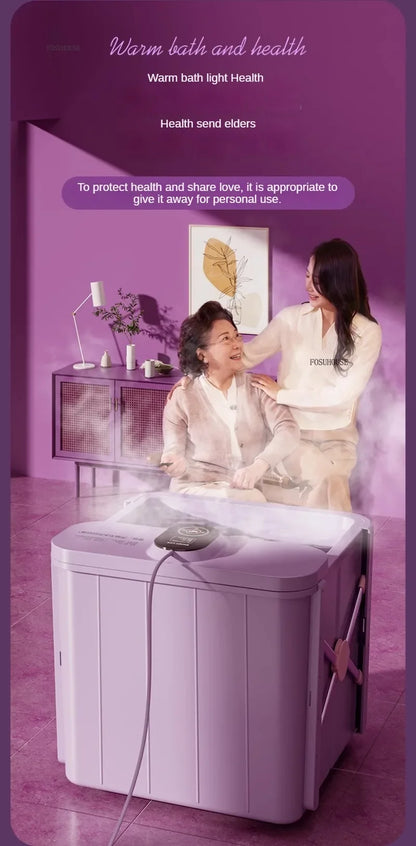 Villa Automatic Heating Folding Bath Bucket Full Body Sweat Steam Bath Barrel Constant Temperature Thickening Portable Bathtub H