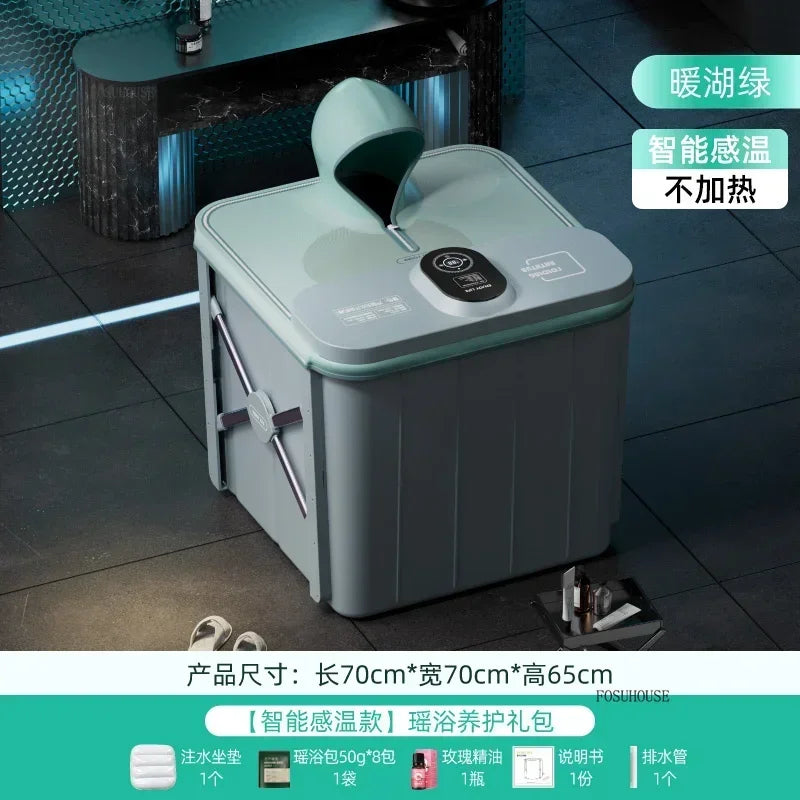 Villa Automatic Heating Folding Bath Bucket Full Body Sweat Steam Bath Barrel Constant Temperature Thickening Portable Bathtub H