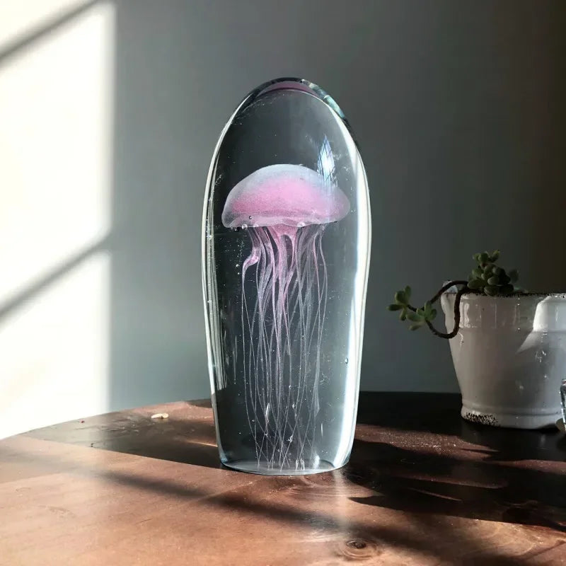Glass Crystal Luminous Jellyfish Ornament | Nordic Mediterranean Home Decoration & Luxury Table Art Piece