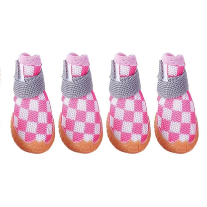 4PCS Breathable Mesh Dog Shoes | Soft Anti-Skid & Wear-Resistant Puppy Boots for Outdoor Protection