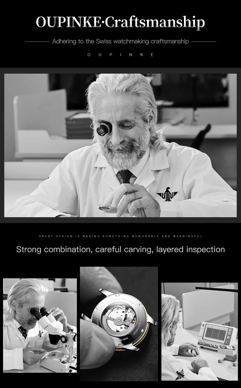 OUPINKE 3190 Hollow Automatic Mechanical Watch For Men Swiss Cerfiticate Brand Men's Watches Luxury Waterproof Man Hand Clock