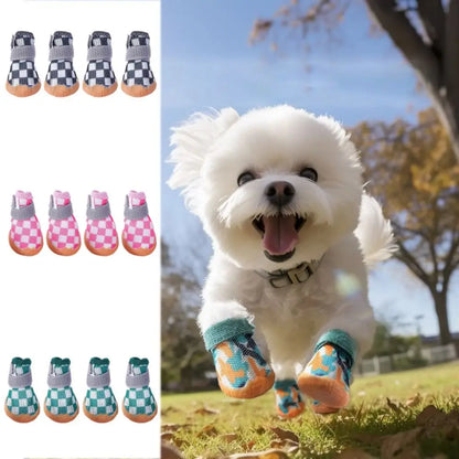 4PCS Breathable Mesh Dog Shoes | Soft Anti-Skid & Wear-Resistant Puppy Boots for Outdoor Protection