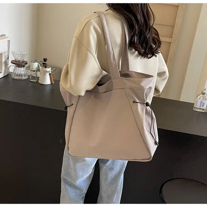 Casual Fashion Large Capacity Tote Bag Simple Travel Bag Women Large Shoulder Bag Aesthetic Handbags Drawstring Tote Handbag