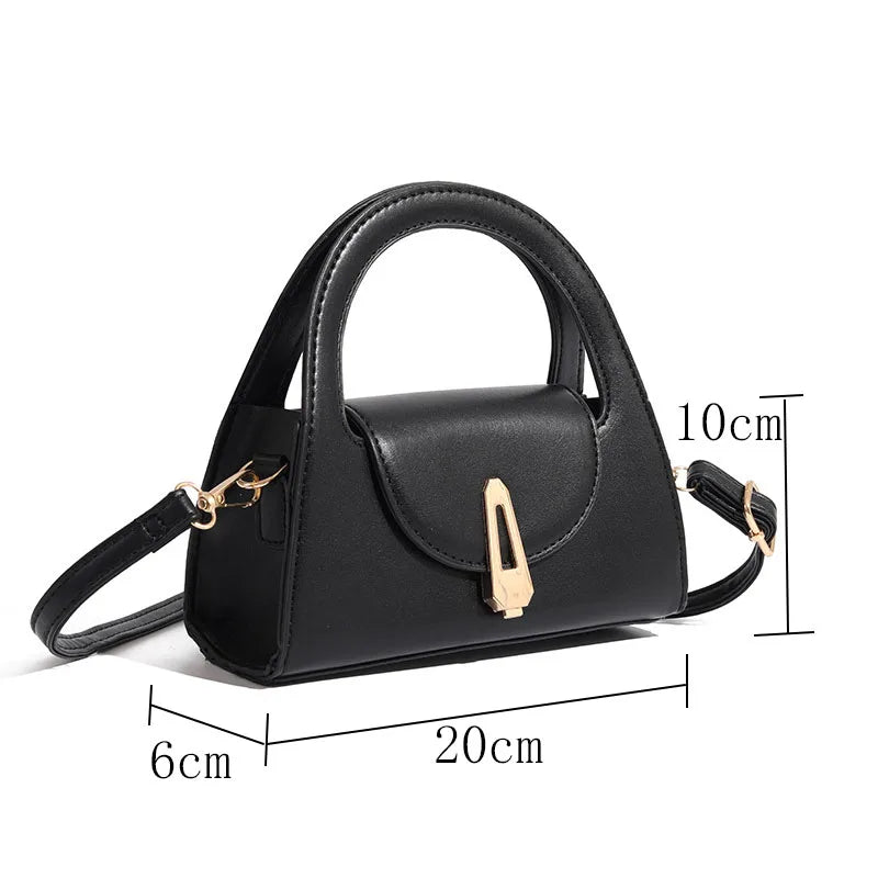 Ladies Flap Top-Handle Bags Versatile Commuter Crossbody Bag Fashion Retro Mini Bags Women Lock Shoulder Semi-circular Handbags