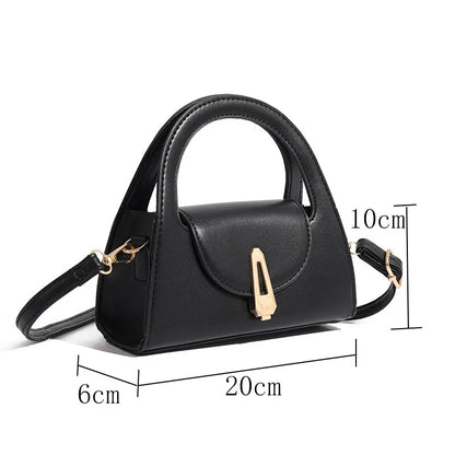 Ladies Flap Top-Handle Bags Versatile Commuter Crossbody Bag Fashion Retro Mini Bags Women Lock Shoulder Semi-circular Handbags