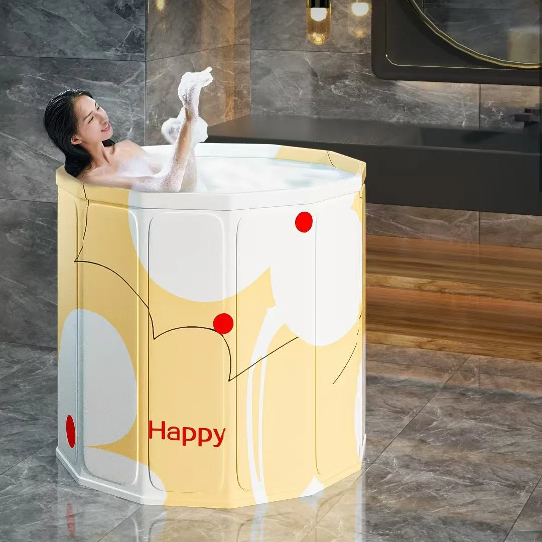 Folding Portable Bathtub | Thick Insulated Full-Body Bath Tub for Adults & Children – Long-Lasting Heat Retention