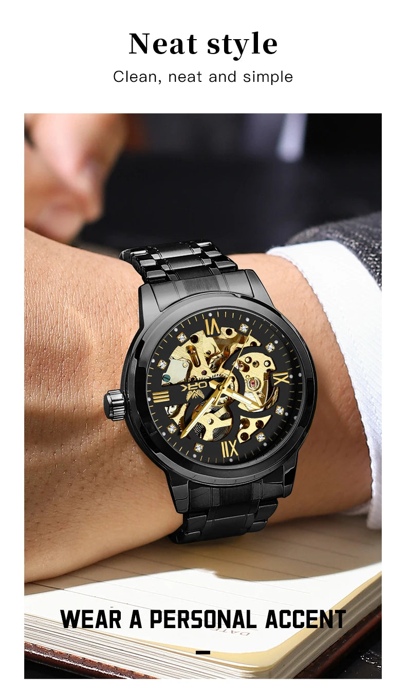 OPK 8165 Mens Watch Original Fashion Brand Luxury Watch Hollowing Watches For Men Waterproof Automatic Watch Mens Gifts Freebie