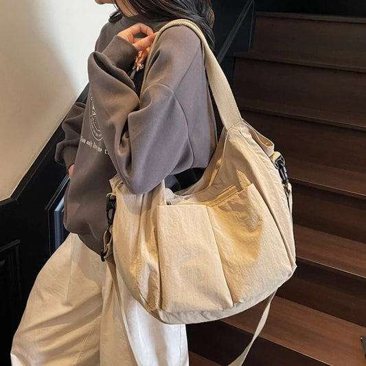 Summer New Large Capacity Crossbody Bag Nylon Fashionable Single Shoulder Handbag Women's Casual Tote Bag