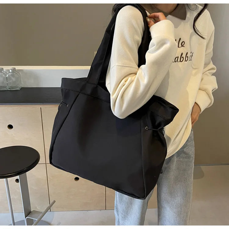 Casual Fashion Large Capacity Tote Bag Simple Travel Bag Women Large Shoulder Bag Aesthetic Handbags Drawstring Tote Handbag