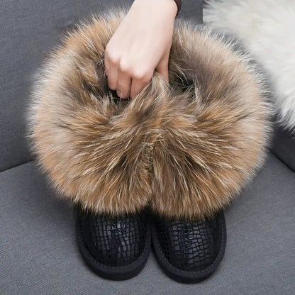 2024 Fur One Fox Hair Snow Boots Women'S Leather Low Short Tube Fashion Cowhide Snow Boots Women'S Short Boots