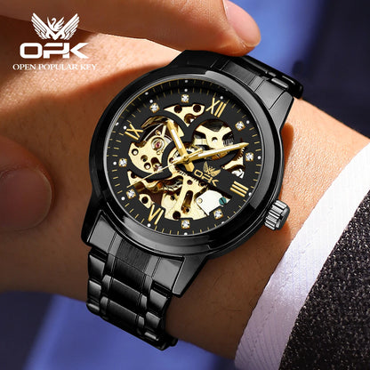 OPK 8165 Mens Watch Original Fashion Brand Luxury Watch Hollowing Watches For Men Waterproof Automatic Watch Mens Gifts Freebie