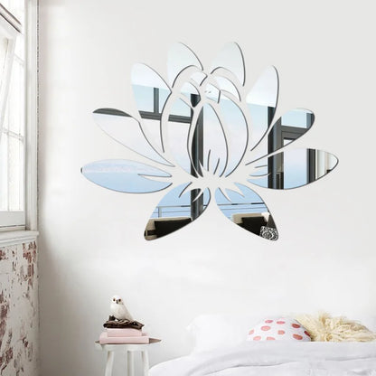 Lotus 3D Acrylic Mirror Wall Sticker | Reflective Home Decoration for Living Room, Bedroom & Office