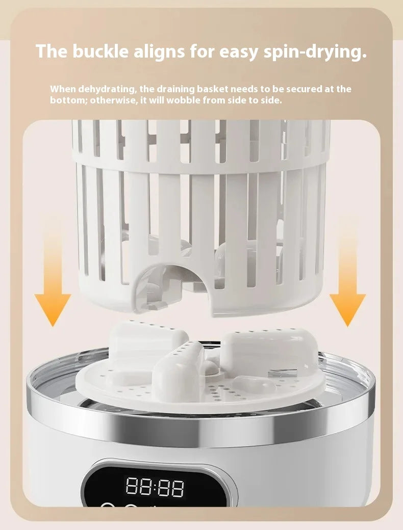 Mini Dual-Tub Washing Machine Portable Washer For Underwear/Socks 3L Capacity Blue Light Sterilization Easy Drain