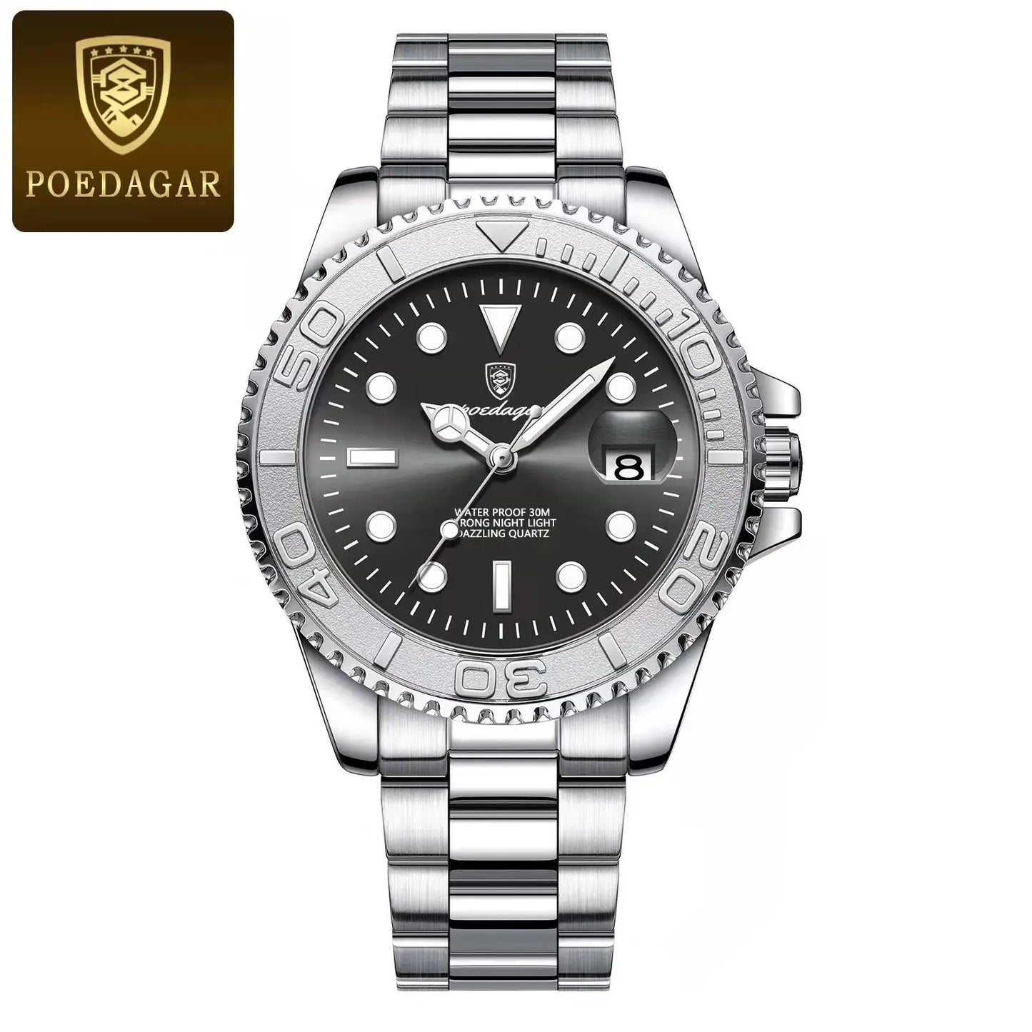 POEDAGAR Top Luxury Man Watch Waterproof Luminous Date Men Watch Stainless Steel Male Clock Sports Fashion Men's Quartz Watches