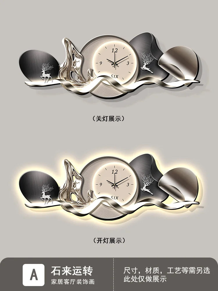 Luxury Art Mural Wall Clock | Silent Minimalist Nordic Design Clock for Home, Living Room & Restaurant Decor