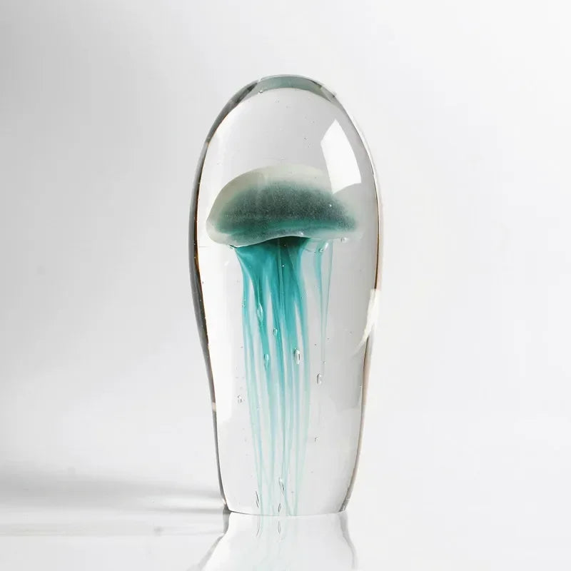 Glass Crystal Luminous Jellyfish Ornament | Nordic Mediterranean Home Decoration & Luxury Table Art Piece